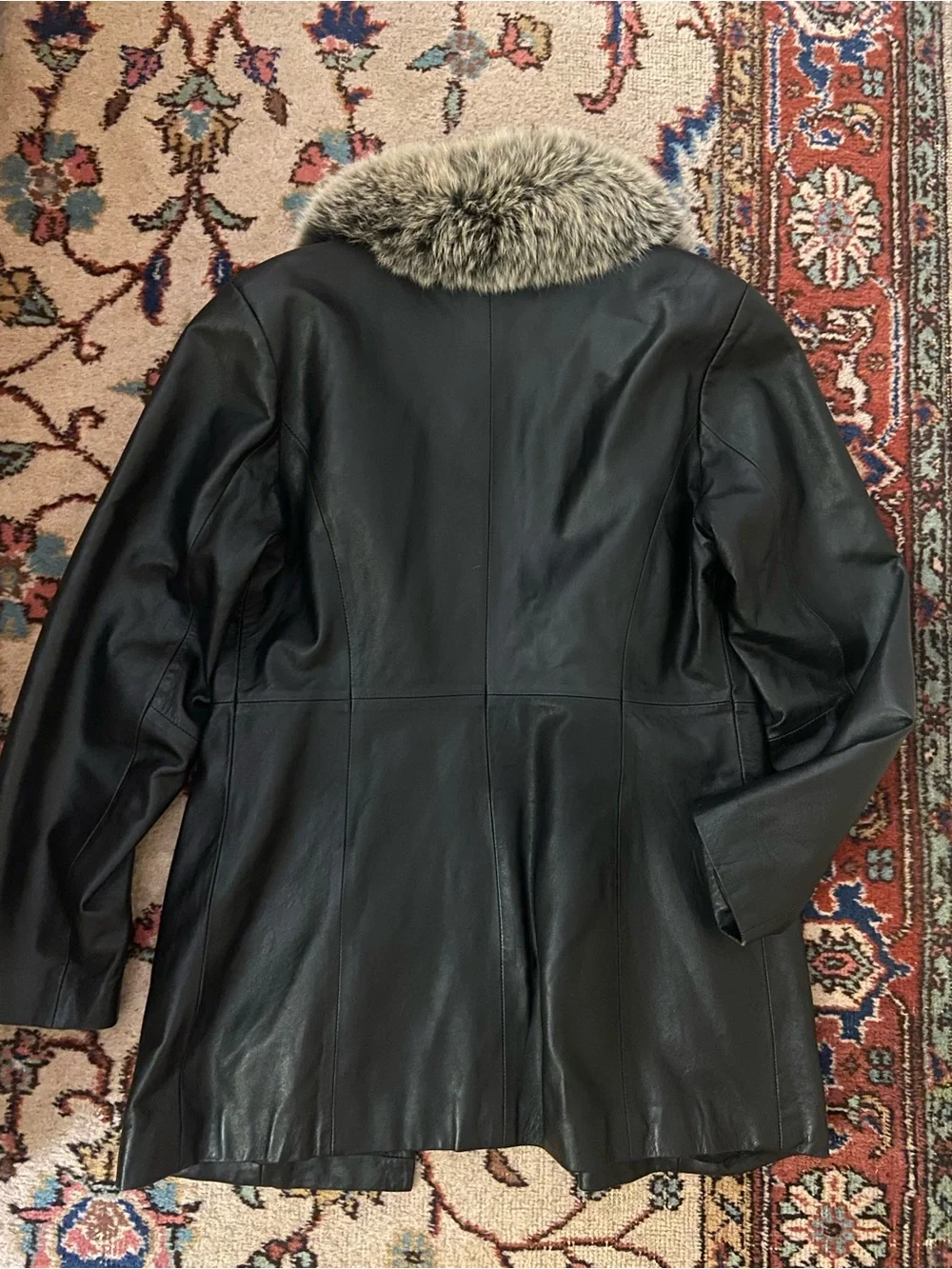 Vintage Chadwicks Black Leather Jacket with Fur Collar